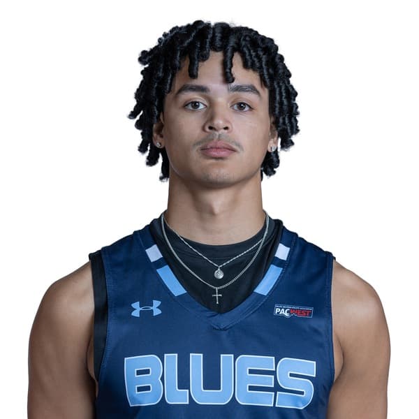 Carter Andrade wearing his blue Capilano Blues jersey